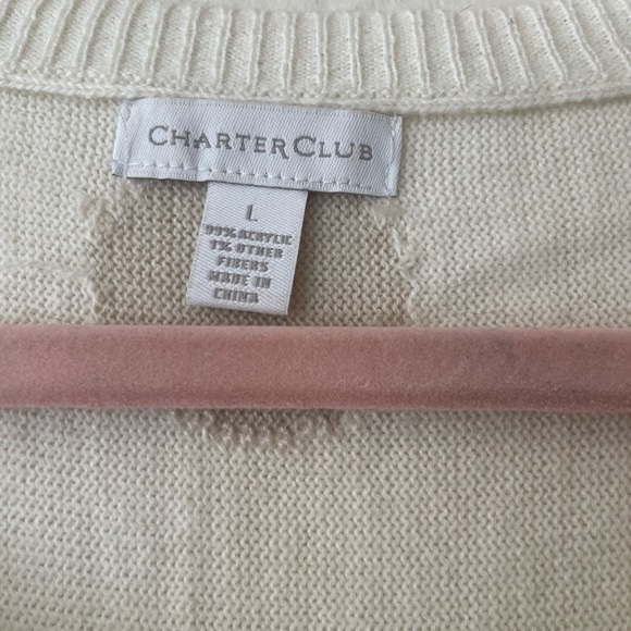 Charter Club Women's Polka Dot Sweater - Cream and Gray - Picture 3 of 3